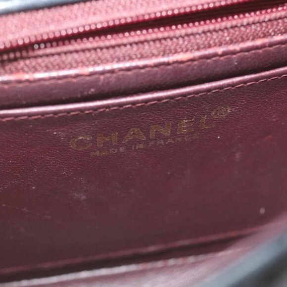 CHANEL Mini Matelasse Chain Flap Shoulder Bag Lamb Skin Black Gold Auth - Picture 14 of 16